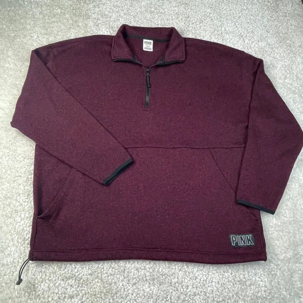 Victoria's Secret Pink 1/4 Zip Fleece Pullover Sweatshirt Jacket Womens Large